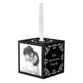 独自の家族のカスタム写真エレガントを作成する キューブオーナメント (裏面アングル)
