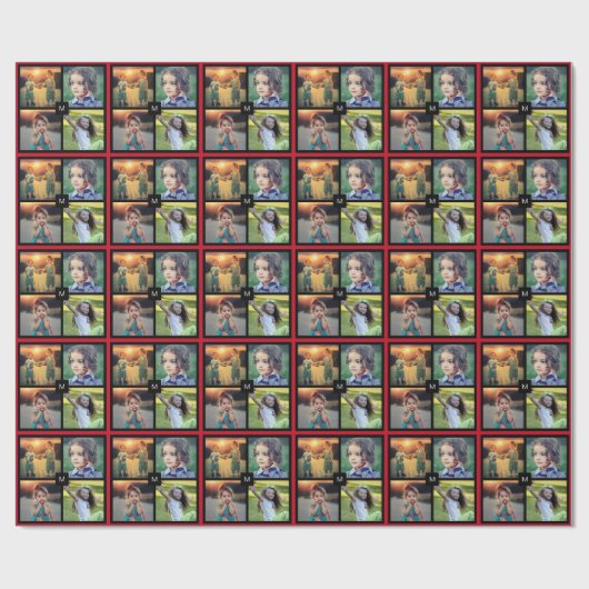 独自の家族の写真コラージュクリスマスの作成 ラッピングペーパー (フラット)