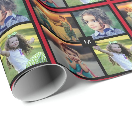 独自の家族の写真コラージュクリスマスの作成 ラッピングペーパー (ロールコーナー)