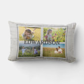 独自の家族の写真コラージュビーチ木材を作成 ランバークッション (裏面)