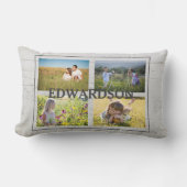 独自の家族の写真コラージュビーチ木材を作成 ランバークッション (正面)