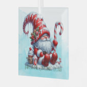 独自の居心地の良いペパーミントクリスマス格言の作成 ガラスオーナメント (正面左)