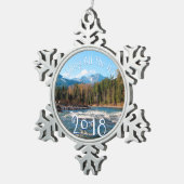 独自の川の写真を作成 スノーフレークピューターオーナメント (右)