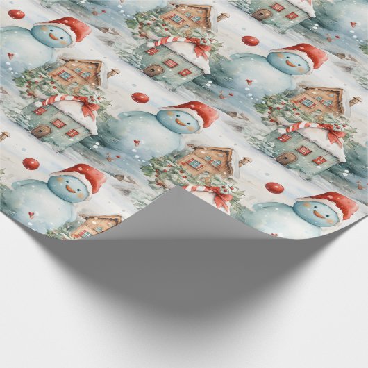 独自の巨大な雪だるま村を作成 ラッピングペーパー (角)