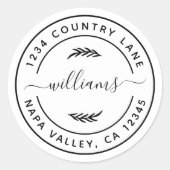 独自の差出人住所のモダン作成 ラウンドシール (正面)