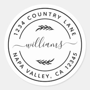 独自の差出人住所のモダン作成 ラウンドシール