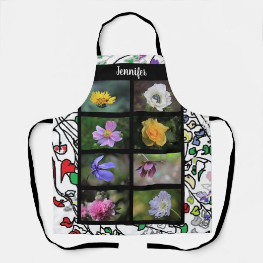 独自の庭の花の写真コラージエプロンを作成 エプロン (正面)