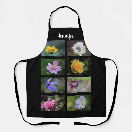 独自の庭の花の写真コラージュを作成 エプロン (正面)