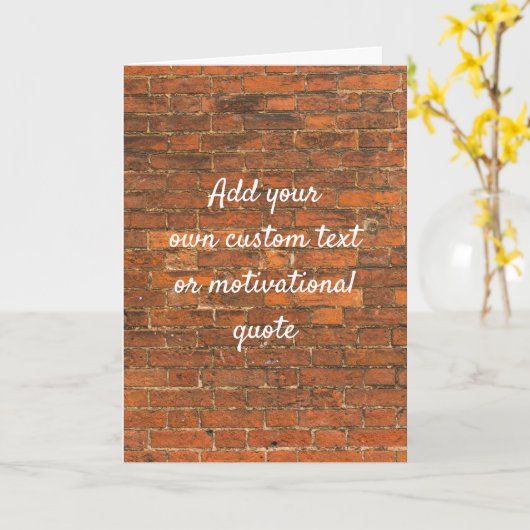 独自の引用文を作成カスタム – 赤レンガ壁 カード (黄色い花)