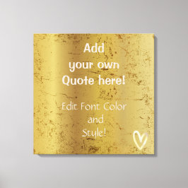 独自の引用文を追加金ゴールドハート キャンバスプリント