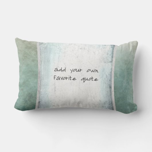 独自の引用文カスタムティール(緑がかった色)とグレーを追加動揺してする ランバークッション (裏面)