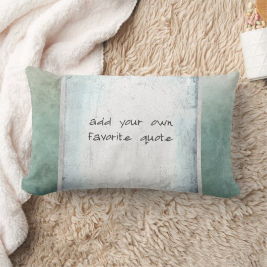 独自の引用文カスタムティール(緑がかった色)とグレーを追加動揺してする ランバークッション (ブランケット)