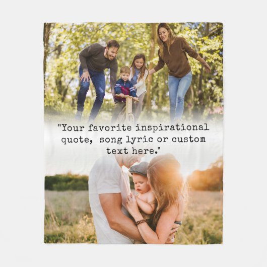 独自の引用文パーソナライズされた2枚の写真の作成 フリースブランケット (正面)