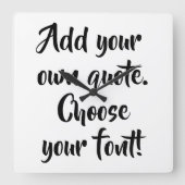 独自の引用文パーソナライズされた  スクエア壁時計 (正面)