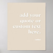 独自の引用文ベージュモダンタイポグラフィの追加 ポスター (正面)