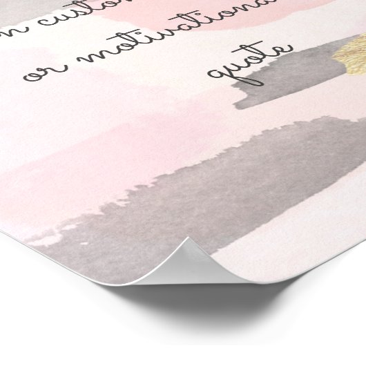 独自の引用文ポスタカスタムーの作成 – ピンク金ゴールド ポスター (角)