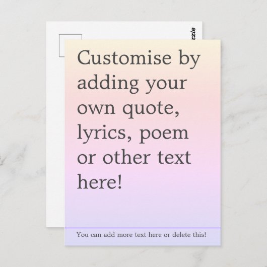 独自の引用文ポスタカスタムーを作成する – ブックページ ポストカード (正面/裏面)