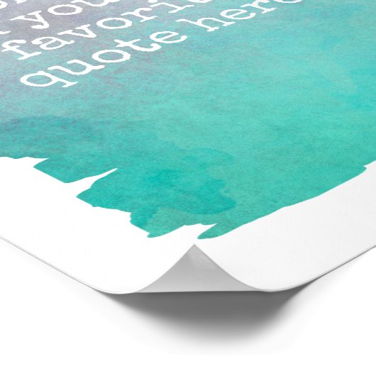 独自の引用文ポスターティール(緑がかった色)青い水色を追加 ポスター (角)