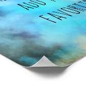 独自の引用文水彩抽象芸術青を追加 ポスター (角)