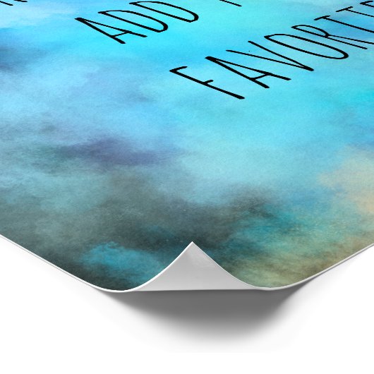 独自の引用文水彩抽象芸術青を追加 ポスター (角)