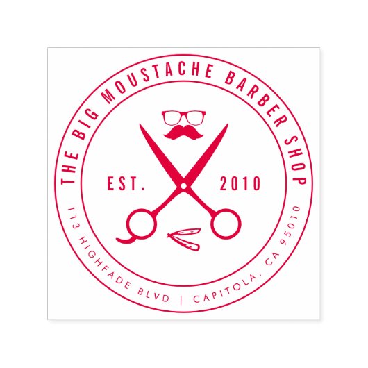 独自の循環ヒップスター理容師ショップロゴの作成 セルフインキングスタンプ (デザイン)