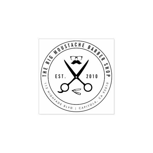 独自の循環ヒップスター理容師ショップロゴの作成 ラバースタンプ (インプリント)