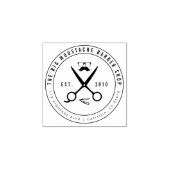 独自の循環ヒップスター理容師ショップロゴの作成 ラバースタンプ (インプリント)