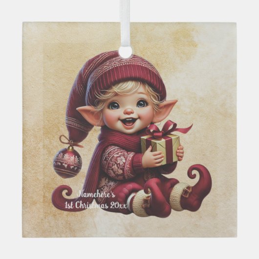 独自の愛らしいヴィンテージクリスマス格言の作成 ガラスオーナメント (正面)