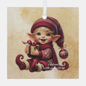 独自の愛らしいヴィンテージクリスマス格言の作成 ガラスオーナメント (裏面)