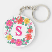 独自の感動的フローラモノグラムの作成 キーホルダー (裏面)