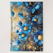 独自の感動的引用文、青フローラの作成 ジグソーパズル (縦)