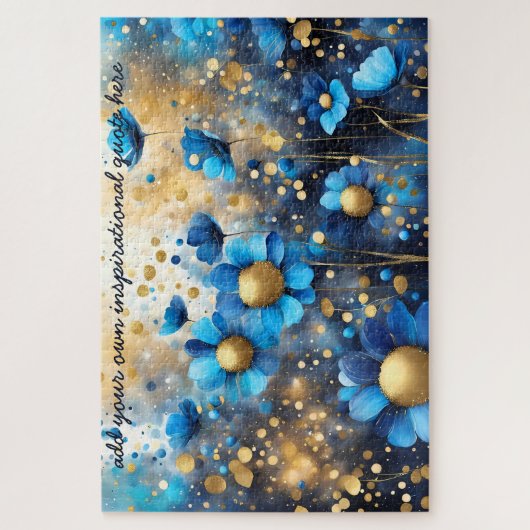 独自の感動的引用文、青フローラの作成 ジグソーパズル (縦)