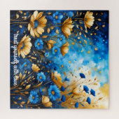 独自の感動的引用文、青フローラの作成 ジグソーパズル (横)