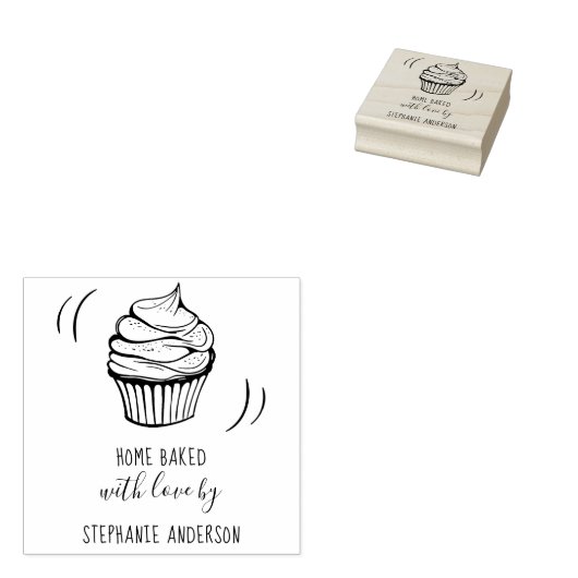 独自の手描きカップケーキホームウッドを焼いた作成 ラバースタンプ (押印)