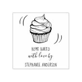 独自の手描きカップケーキホームウッドを焼いた作成 ラバースタンプ (インプリント)