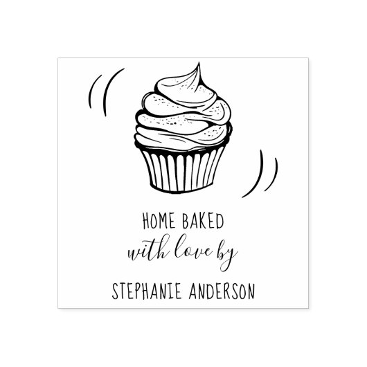 独自の手描きカップケーキホームウッドを焼いた作成 ラバースタンプ (インプリント)