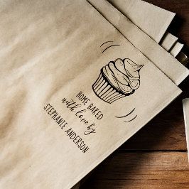 独自の手描きカップケーキホームウッドを焼いた作成 ラバースタンプ