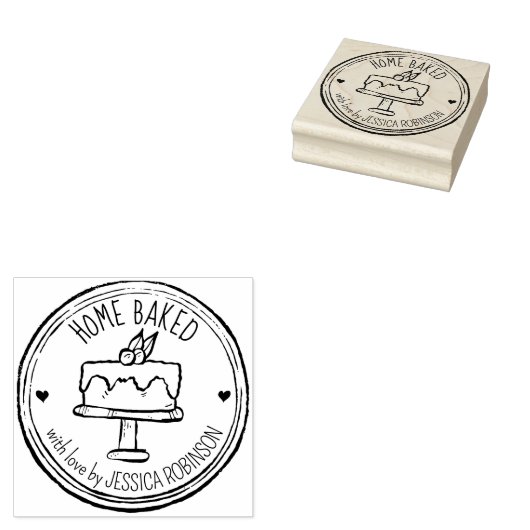 独自の手描きホームケーキを作成す焼いたる ラバースタンプ (押印)