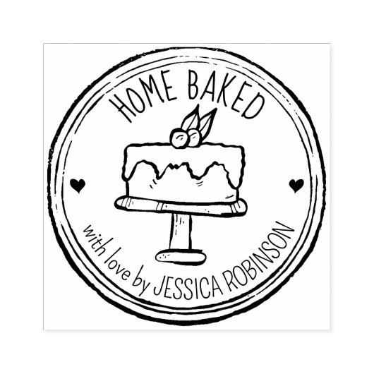 独自の手描きホームケーキを作成す焼いたる ラバースタンプ (インプリント)