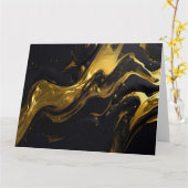 独自の抽象芸術カスタムブラックと金ゴールドの作成 カード (黄色い花)