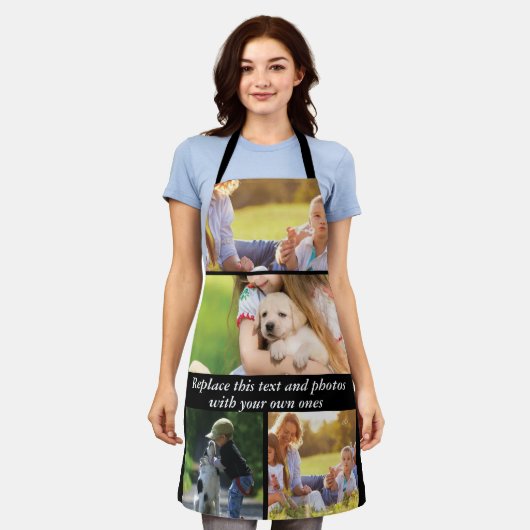 独自の文字と写真の追加 エプロン (着用した状態)