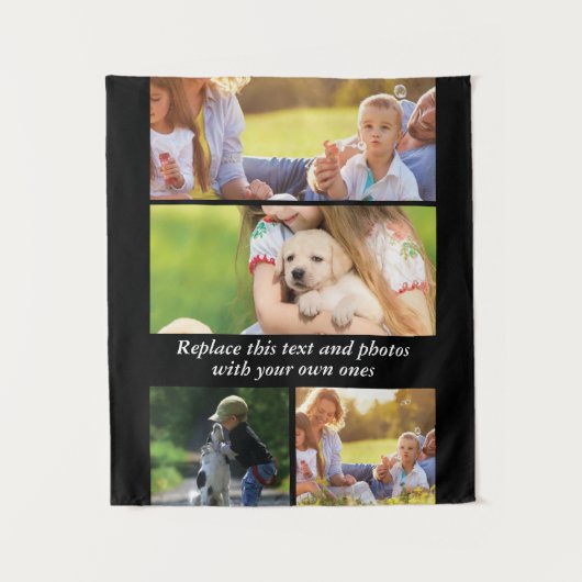 独自の文字と写真の追加 タペストリー (正面)