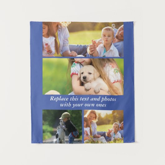 独自の文字と写真の追加 タペストリー (正面)
