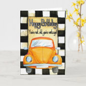 独自の文字の追加：ヴィンテージ誕生日 カード (黄色い花)