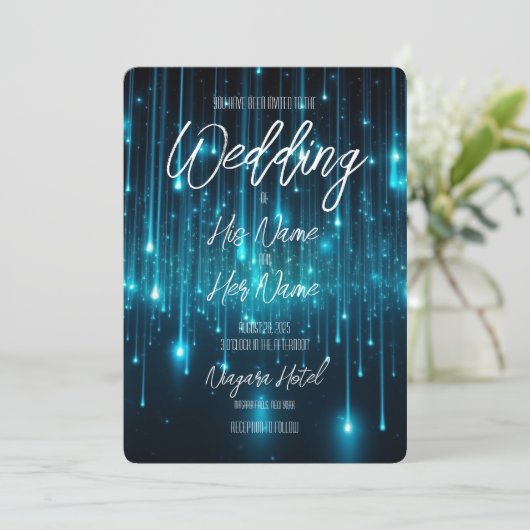 独自の文字を作カスタム成するブルースターシャワー 招待状 (スタンド正面)