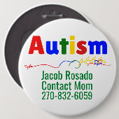 独自の文字を追加 – 自閉症ピンラウンドボタン 缶バッジ (正面&裏面)