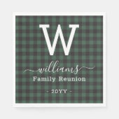 独自の文字グリーンバッファロープレイドを追加モノグラムの スタンダードランチョンナプキン (正面)