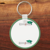 独自の文字グリーン卒業キーチェーンの追加 キーホルダー (正面)