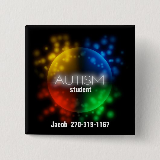 独自の文字スクエアボタンを追加 缶バッジ (正面)