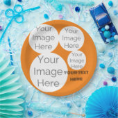 独自の文字テンプレートオレンジ色の写真を作成 ペーパープレート (パーティー)